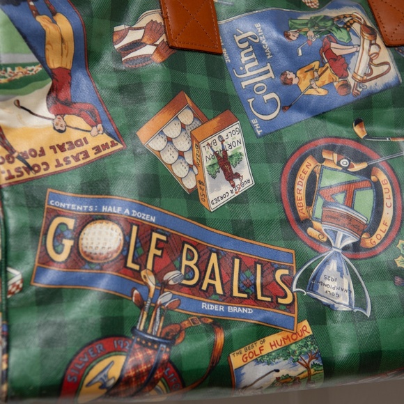 Nordic House Designs GOLF PRINT DUFFLE BAG Coated Canvas Travel Luggage Carry On - Picture 5 of 9